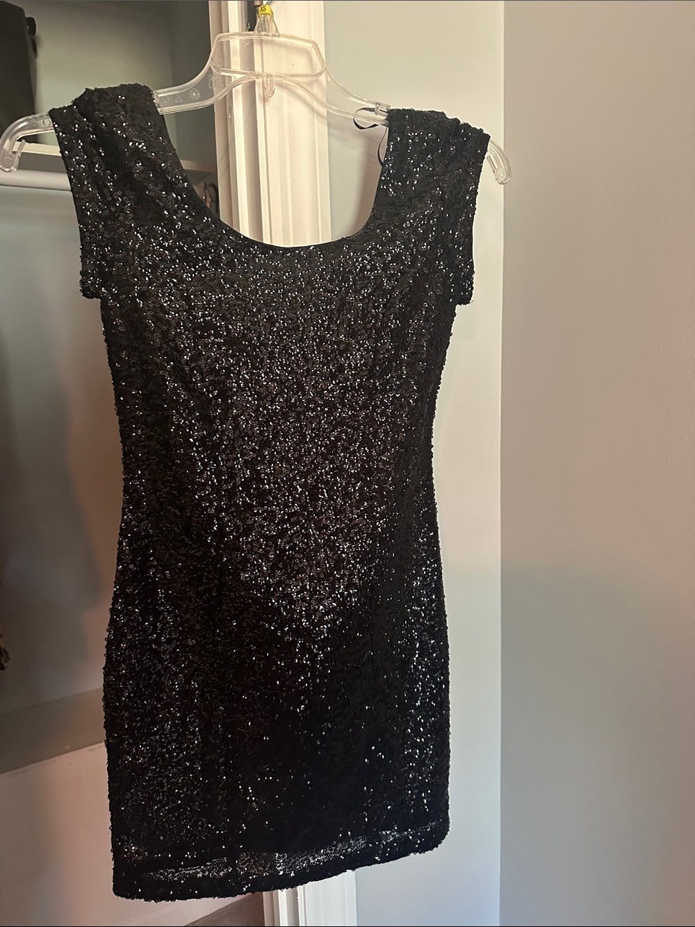 Divided Black Sequin Mini Dress
